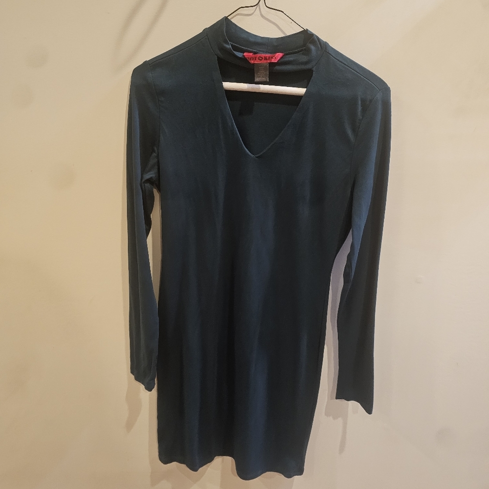 Teal long sleeve mini dress